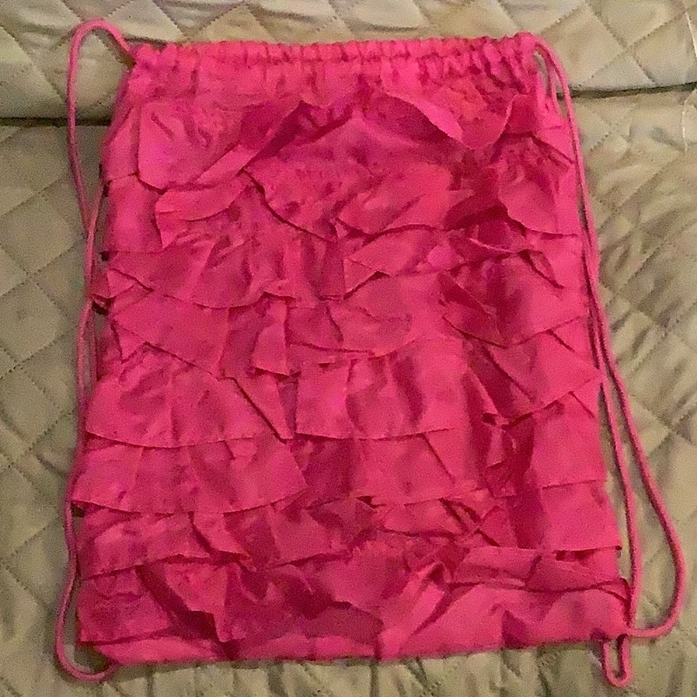 Pink Ruffled Drawstring Bag